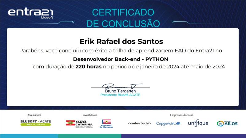 Imagem do certificado: DESENVOLVEDOR BACK-END - PYTHON
